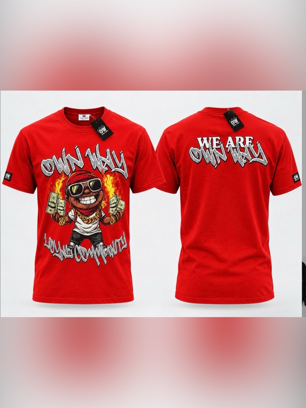 Red Graphic Men T‑Shirt – Bold Character Print (S,M,L,XL)